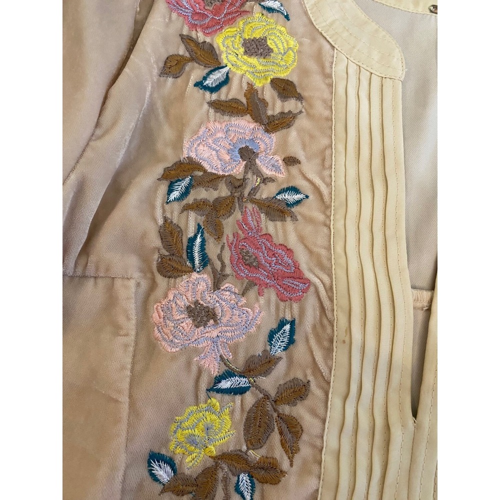 Free People Mia Velvet Embroidered Mini Dress Size M Floral Fall Winter Festival - Picture 4 of 9
